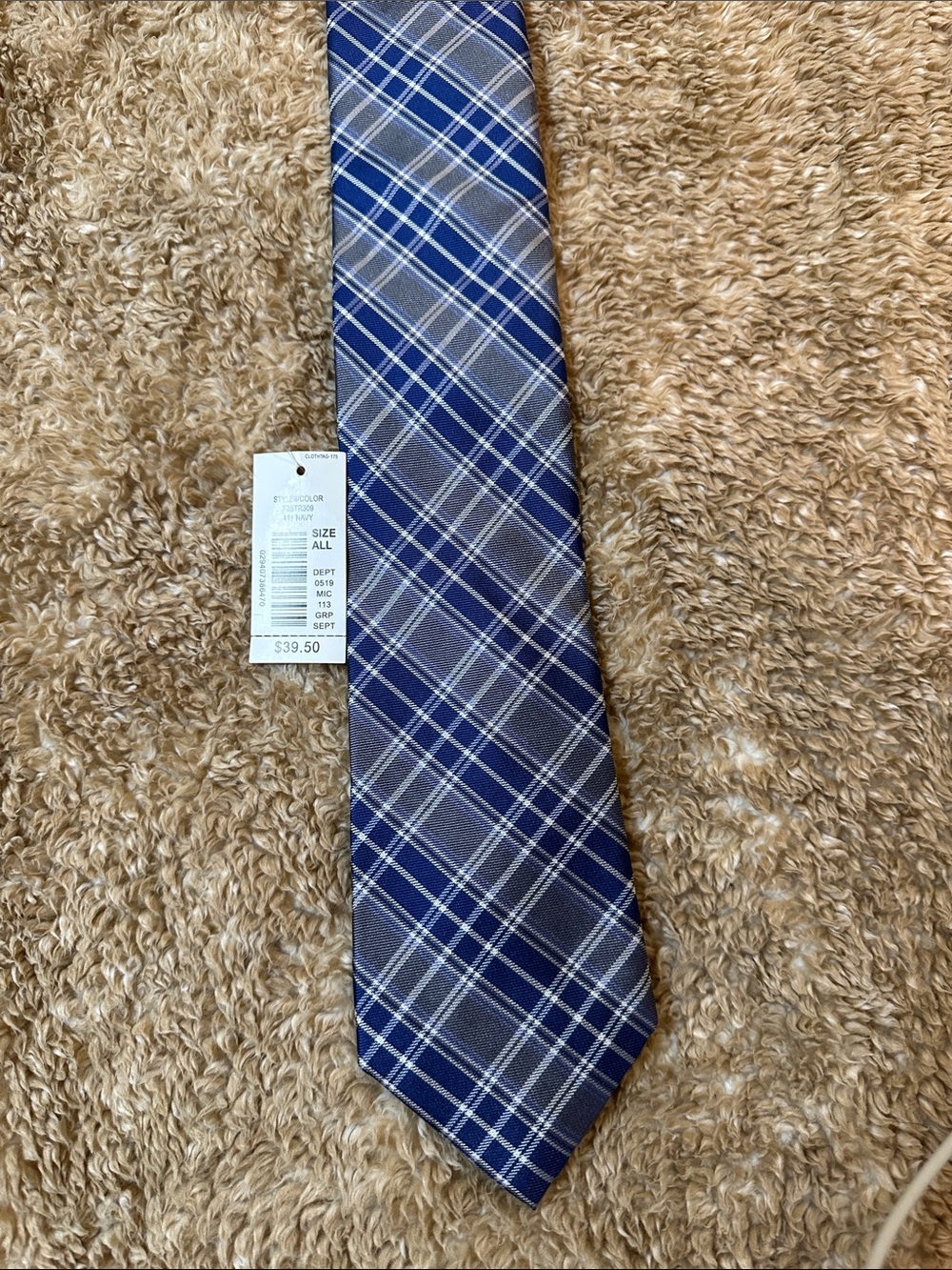 NWT Roundtree & Yorke Blue Plaid Tie - Classic Formal Accessory
